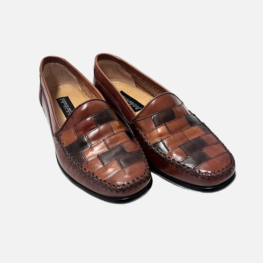 Giorgio Brutini Le Glove Patchwork Brown Leather Loafers Size 8.5D